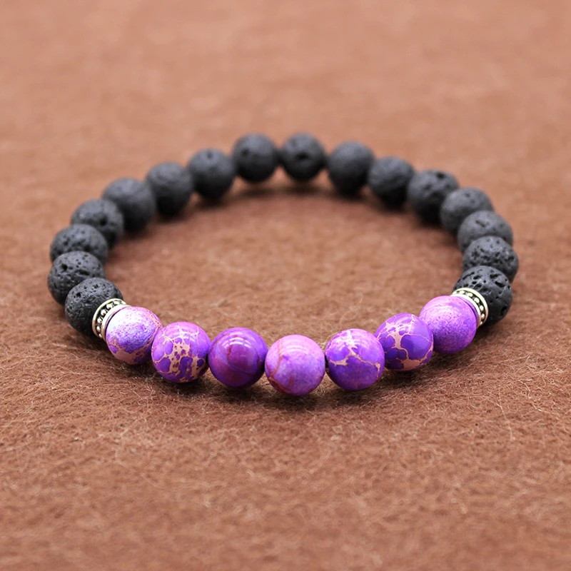 DIY Yoga Energy Healing Balance Chakra Bracelet Natural Stone Bead Buddha Bracelets For Women Purple Volcanic rocks | Украшения и