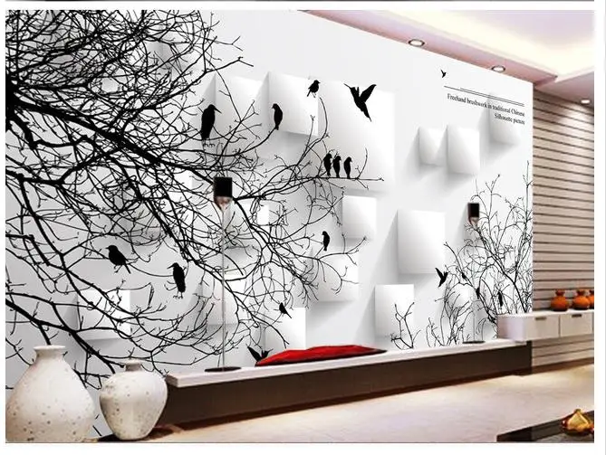Пользовательские 3d обои абстрактная птица дерево фон украшение стены живопись