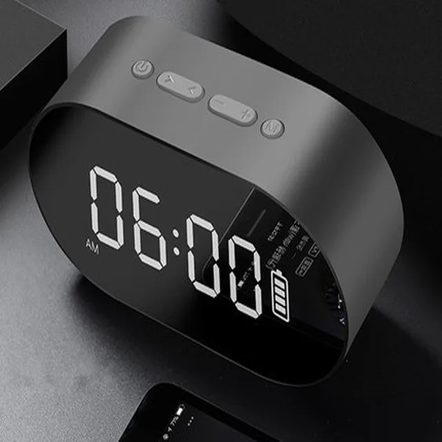 Espelho de alto falante sem fio Bluetooth com дисплей alarme цифровой Suporte светодиодный Tf Super baixo e