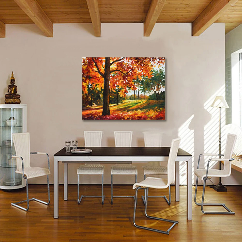 Свежие цвета Ручная роспись Современные Абстрактные осенние листья картина