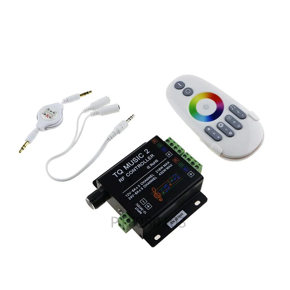 1 шт. DC12 24V 18A RGB Музыка 2 пульта дистанционного управления RF интеллектуальная
