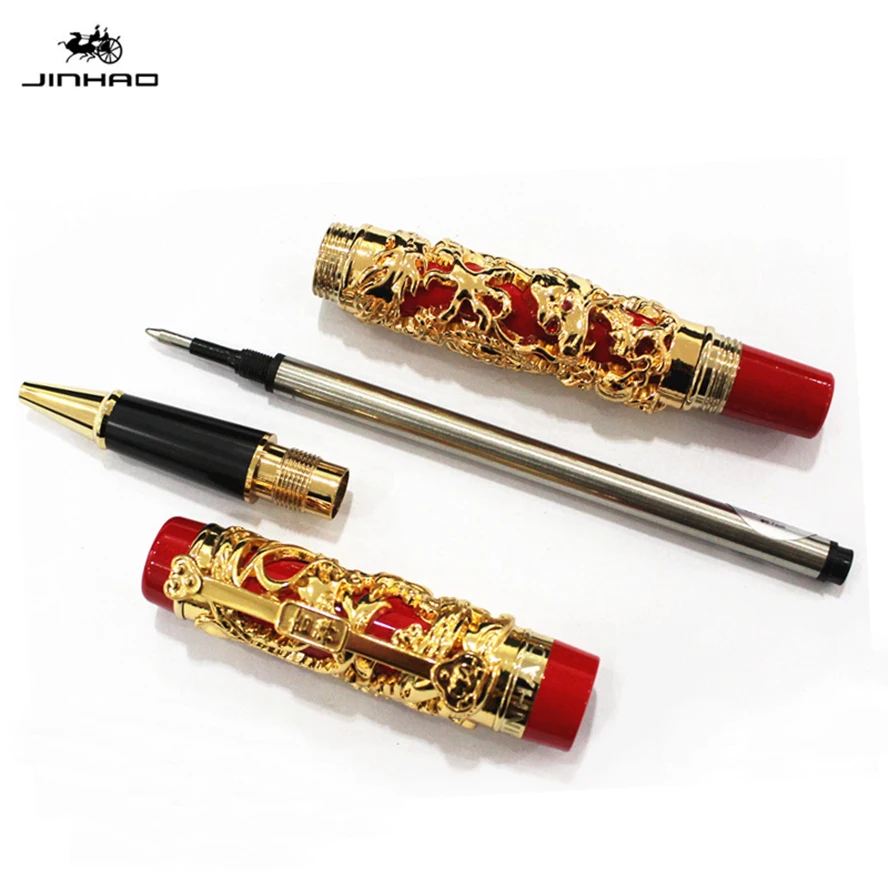 Роскошная Шариковая ручка JINHAO Dragon and Phoenix 0,7 мм, тяжелая Ручка-роллер, офисные принадлежности, подарок