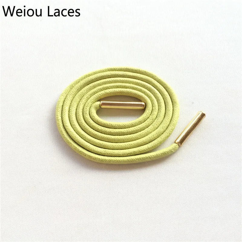 Weiou Gold Metal Aglets Dress Shoe Strings Waxed Colored Shoelaces Round Waterproof Bootlaces For Leather Shoes Free Shipping
