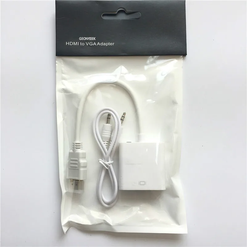 White with Audio HDMI в VGA кабель конвертер мужской в Famale конвертер адаптер 1080P цифро-аналоговый видео аудио для ПК ноутбук планшет - Цвет: White with Audio