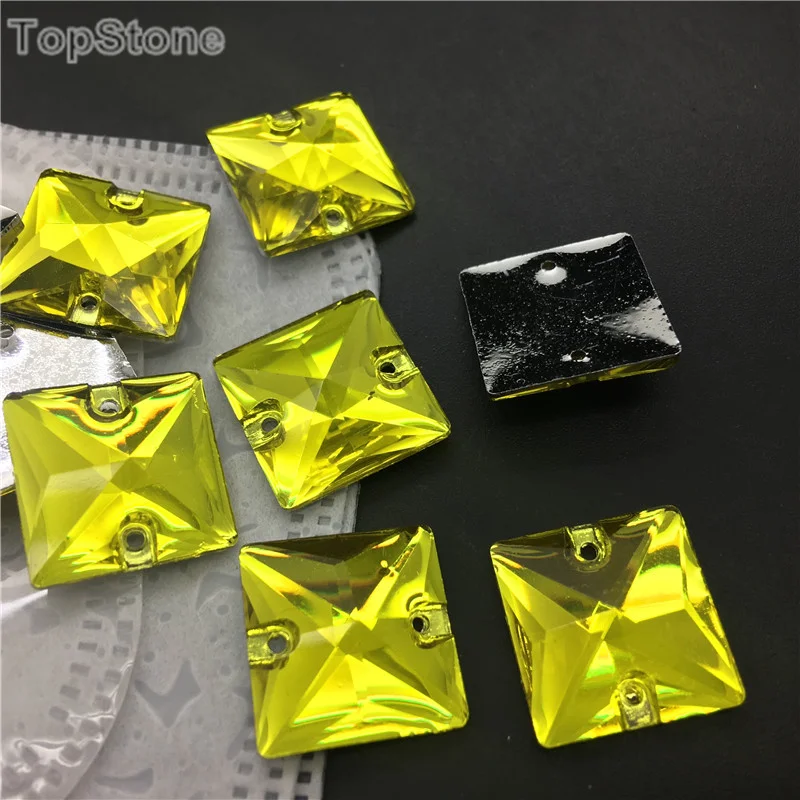 Стразы из полимера TopStone Citrine Jonquil смешанные размеры пришивные стразы с плоской