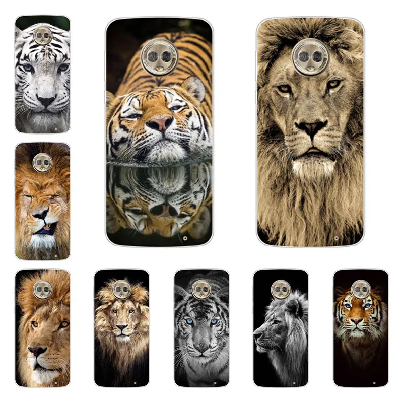 for Motorola Moto G6 plus Case Silicon Tigers and lions Painting Soft TPU Back Cover Protect Phone cases shell |