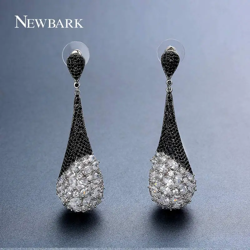 Newbark благородный Винтаж Длинные висячие серьги большой водослива черный и