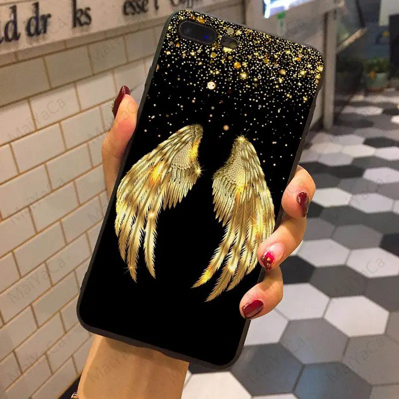 MaiYaCa Крылья ангела черный мягкий чехол для телефона для iphone X 8 8plus для iphone 7 7plus 6 6s plus 5 5S SE черный ТПУ чехол для телефона