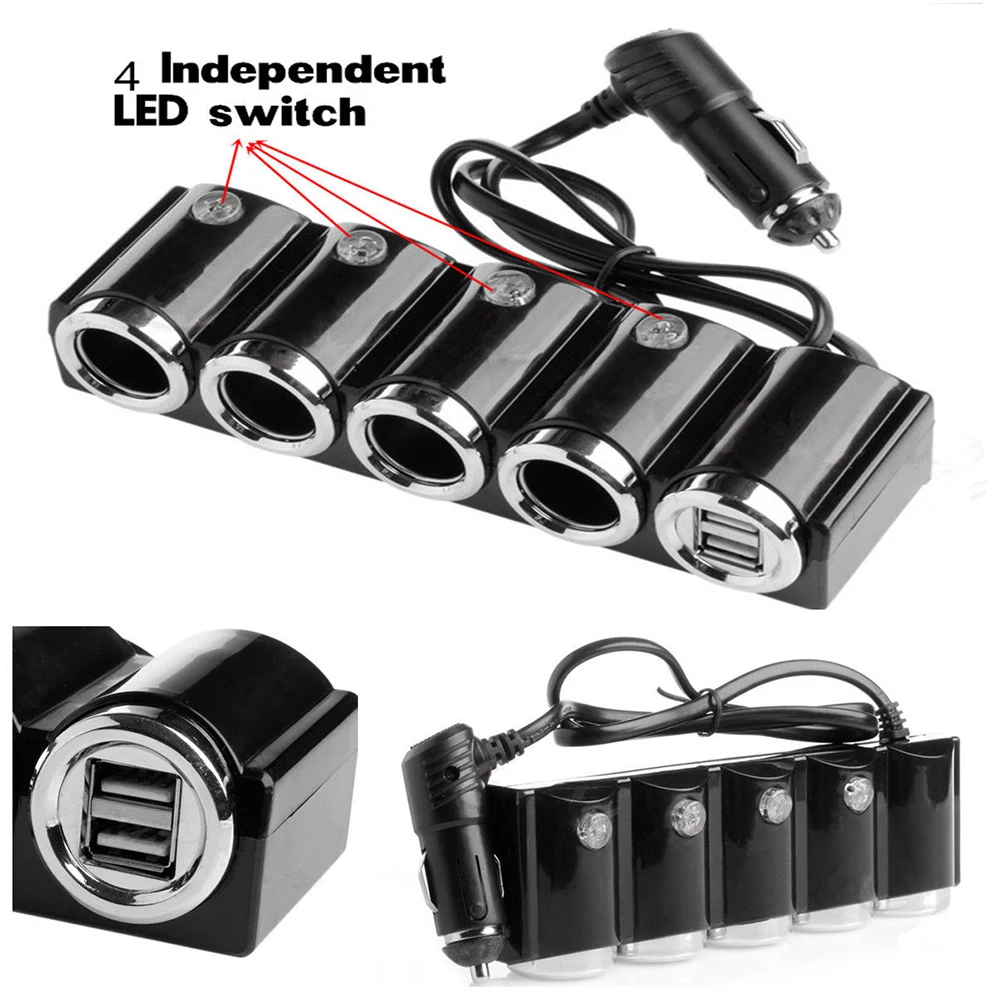 Полезные 4 полосная 12 V/24 V розетка для автомобильного прикуривателя удлинитель