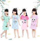 Нарядное платье принцессы для девочек, модная Ночнушка с принтом, футболка, эластичная хлопковая одежда с короткими рукавами для маленьких детей, 2019