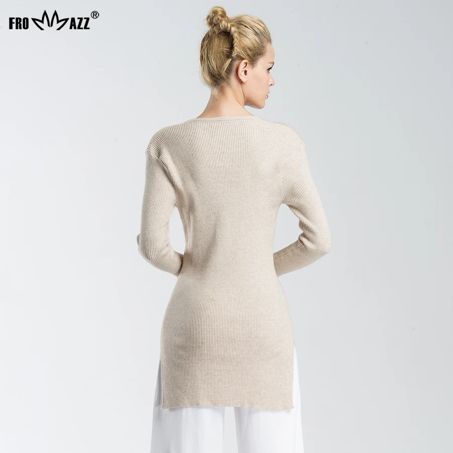 FROMMAZZ 2018 New Autumn Winter Women Fashion Elasticity Sweater Slim Knitted Pullover Round Neck Long FS16081 | Женская одежда