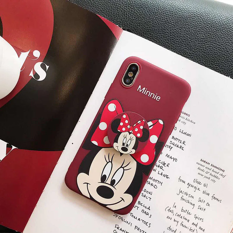 B 3D Минни Маус, милая Минни держатель кольцо чехол для iphone 6 S plus, 7, 7 plus, 8, 8 plus, X XS XR MAX 11 Pro мультфильм девочка игрушка чехол для телефона capa - Цвет: B