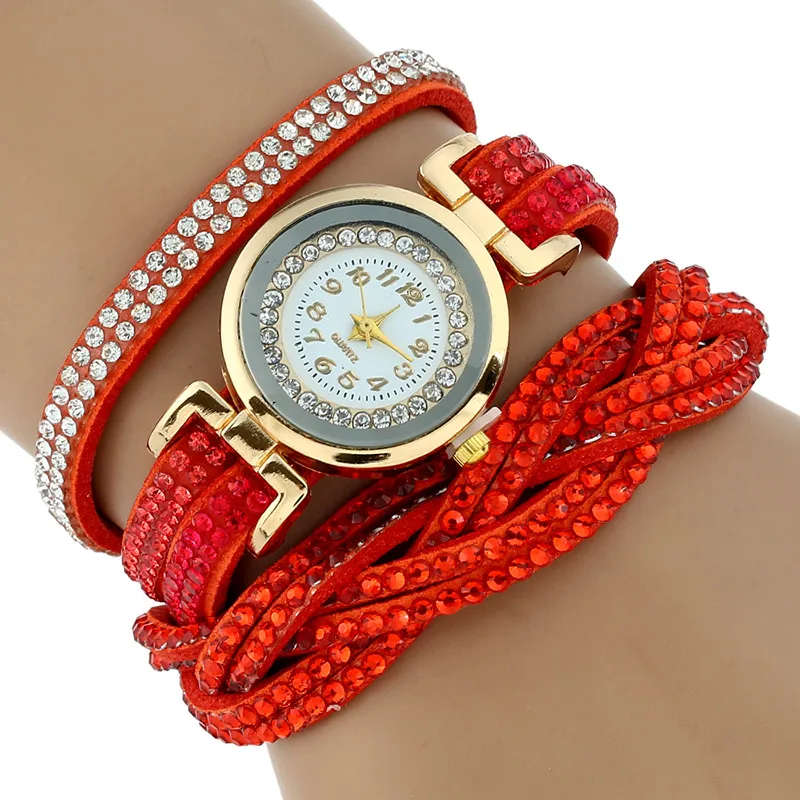 Женские кварцевые часы с плетеным браслетом и кристаллами|feminino|feminino relogiofeminino casual