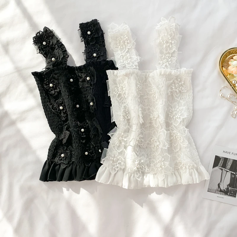 2019 Новый Модный женский жилет трехмерный цветок кружева вышивка бисером