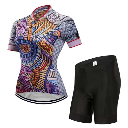 jersey and pants 7 Дышащий комплект из Джерси для велоспорта, Летняя женская одежда с коротким рукавом для велоспорта, облегающий костюм, комплект одежды для велоспорта, платье, одежда для велоспорта - Цвет: jersey and pants 7