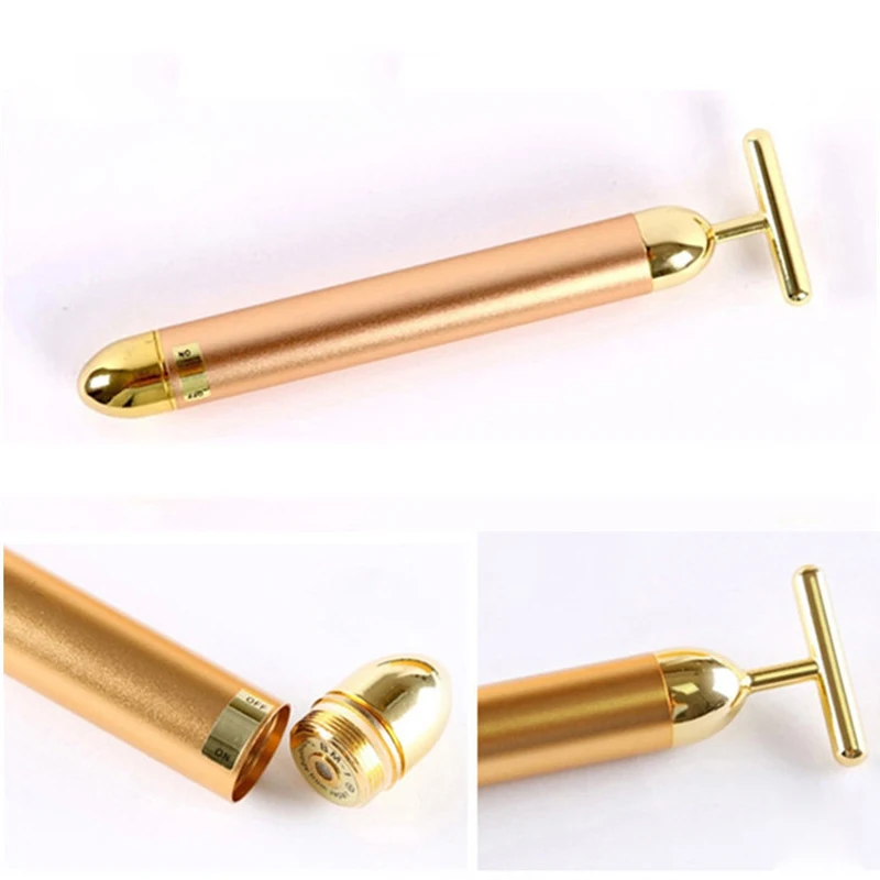 Энергетический beauty Bar 24 K Gold Pulse Укрепляющий Массажер ролик для лица массажер Derma