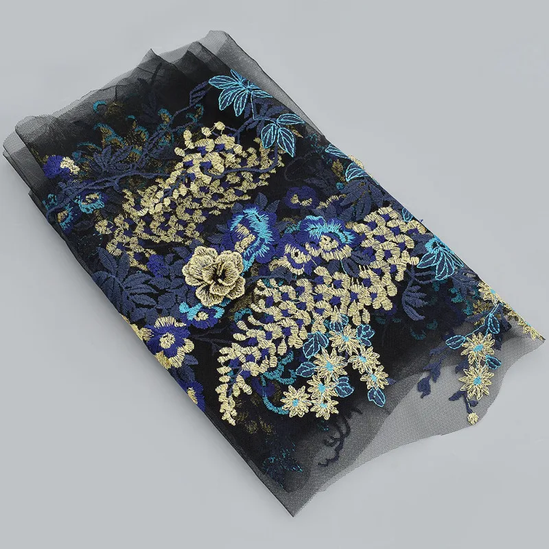30x130cm 3D Embroidered Elegant Flower Lace Appliques Patch Fabric For Wedding Dress DIY Home Decoration | Дом и сад