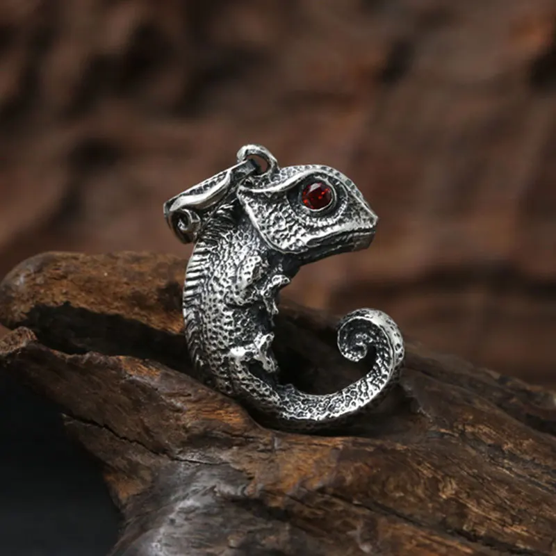 

FNJ 925 Silver lizard Pendant Fashion Animal Red Hang Original Pure S925 Thai Silver Men Pendants for Women Jewelry Making