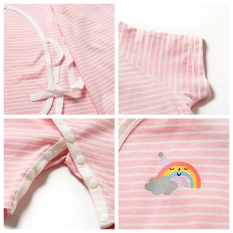 Летние комбинезоны Mini balabalaBaby хлопковые тонкие с короткими рукавами для