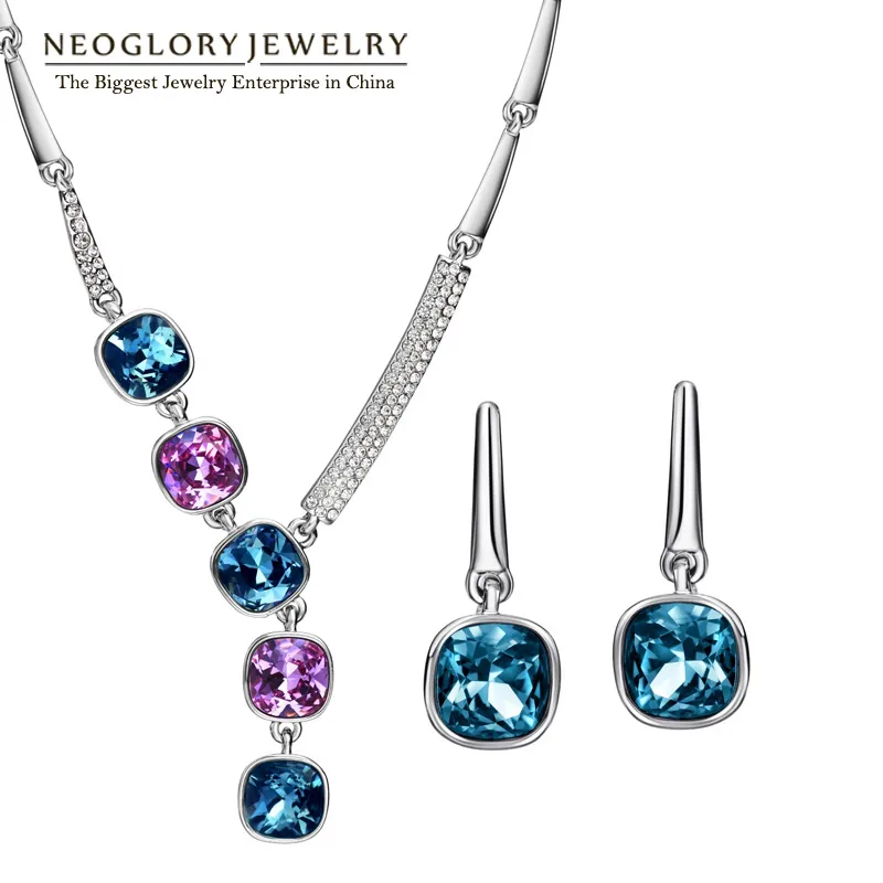 

Neoglory Brand Indian Jewelry Sets Necklace Earrings Luxurious Birthday Gifts 2020 New Embellished with Crystals from Swarovski