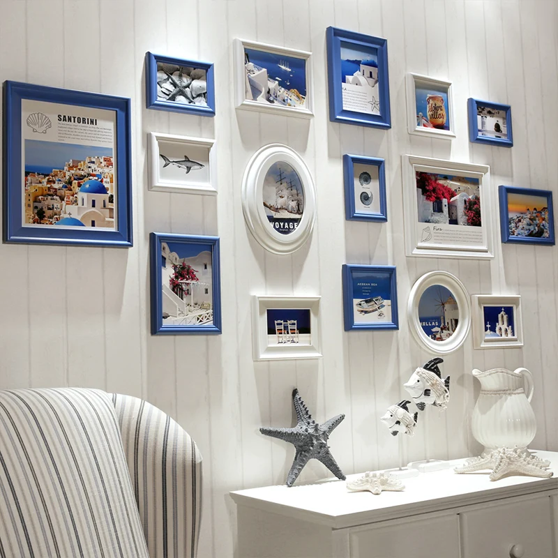 Настенная подвесная фоторамка с принтом белых цветов и растений 13 шт.|Рамка| |