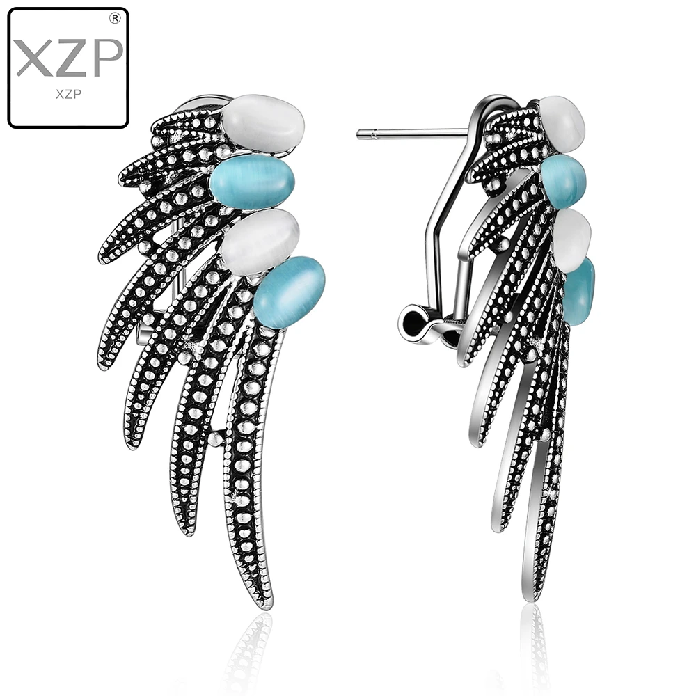 XZP Винтажные висячие серьги с крыльями ангела древние серебряные женские серым