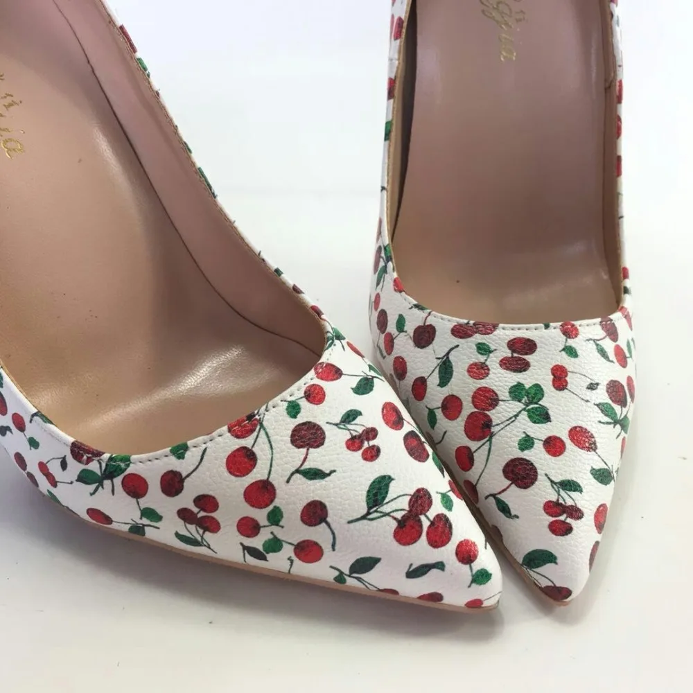 Keshangjia Floral Print Sexy Pumps High Thin Heels Woman Shoes Flower Party Evening Wedding Pointed Toe Patent Leather | Обувь