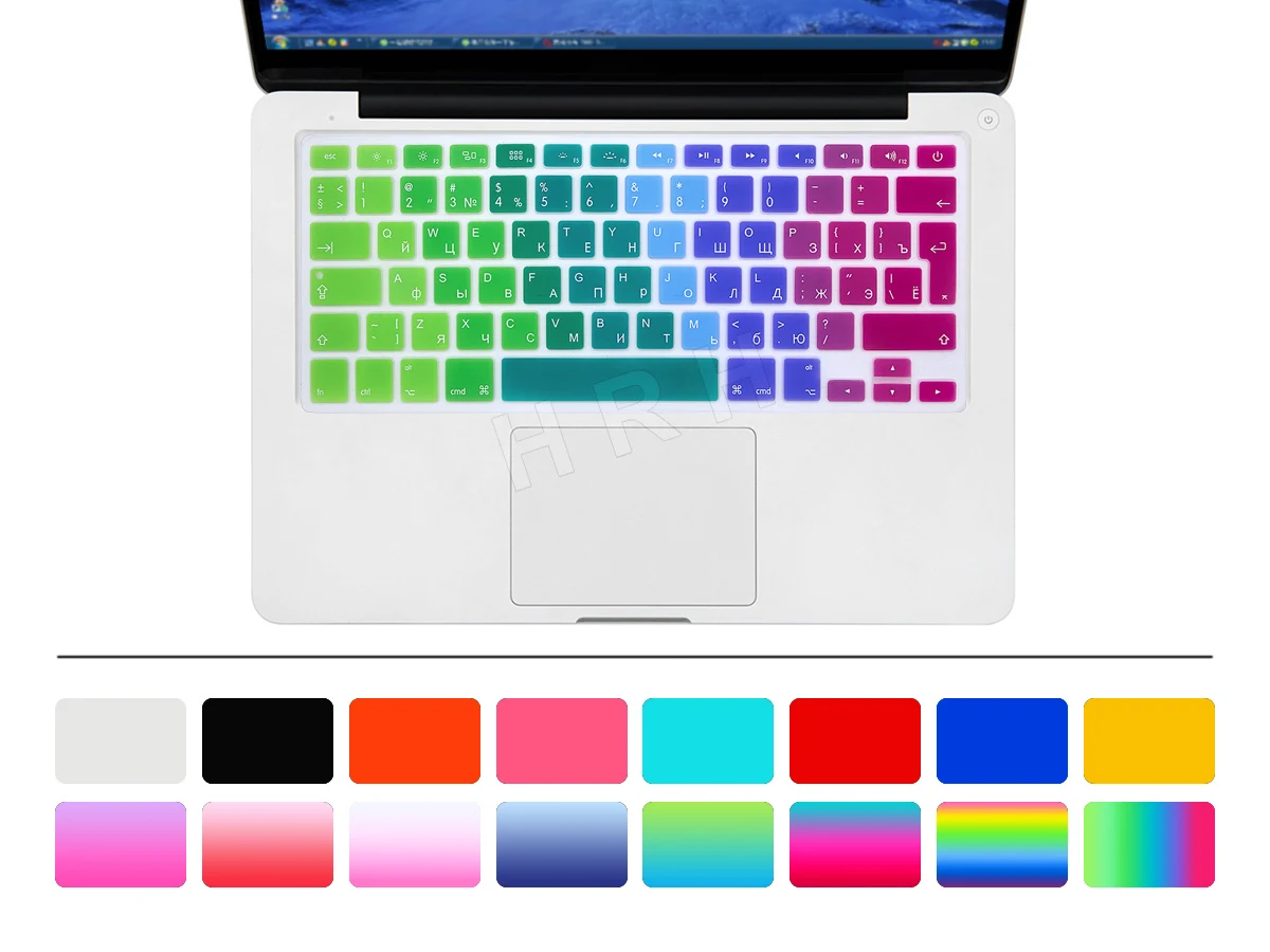 Силиконовый чехол с радужной клавиатурой для MacBook Air Pro Retina 13 15 17 до 2017 г.|rainbow keyboard