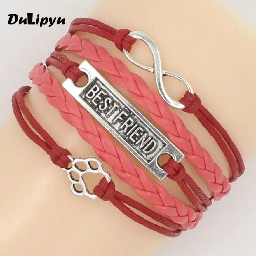 Бесконечная любовь собака браслет с лапой лучший друг Подарочный для дружбы SMD01 |