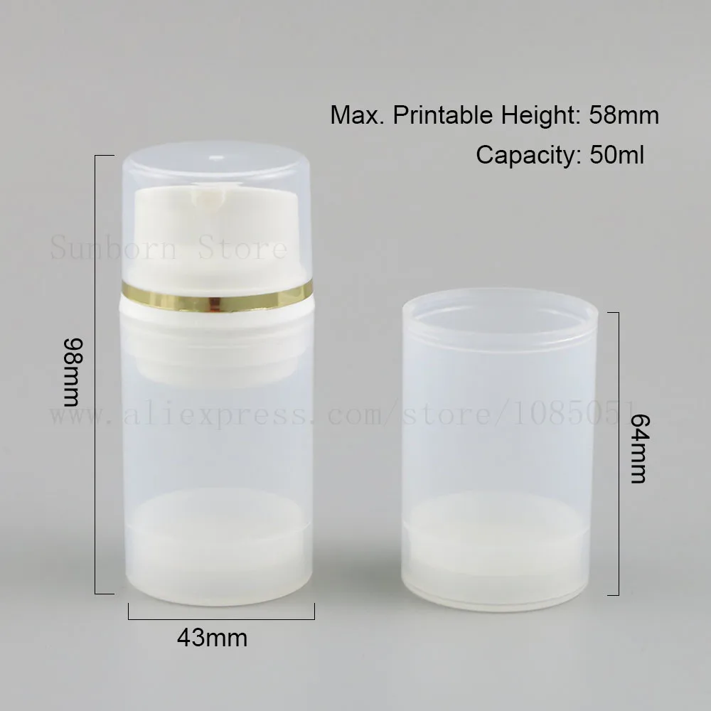 

300pcs 50ml Empty Travel Airless Lotion Pump Cream Bottle For Cosmetic Use 5/3OZ Plastic Airless Bottles Containers