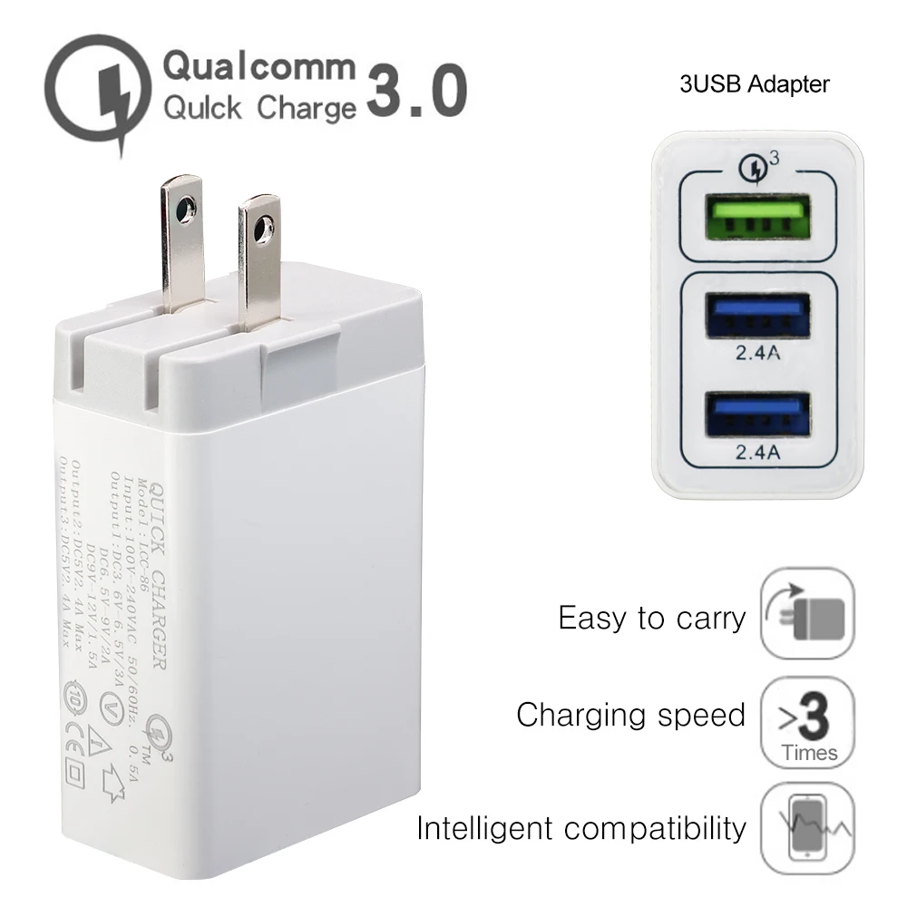 Оригинальное YILIZOMANA 30 Вт быстрое зарядное устройство QC 3 0 EU US UK порта USB для iPhone Samsung