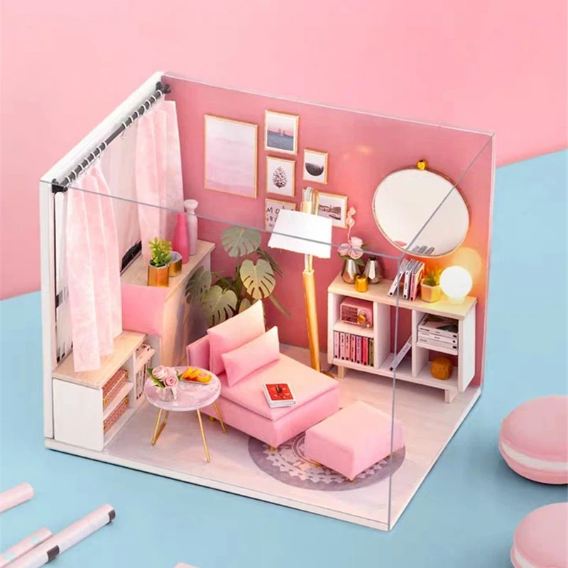 wooden Miniature DIY dollhouse lovely doll house with furnitures sets Handmade Toys creative Gift For girls children new style | Игрушки и