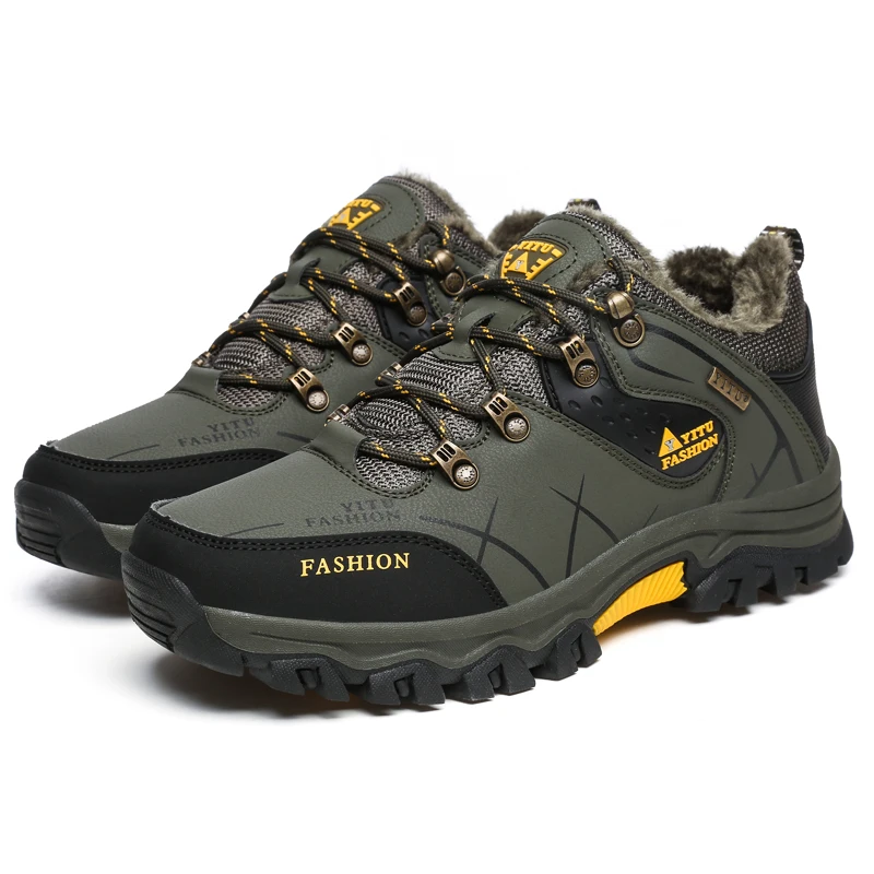 Супер Теплый Для мужчин зимние кожаные Водонепроницаемый резиновые сапоги обувь