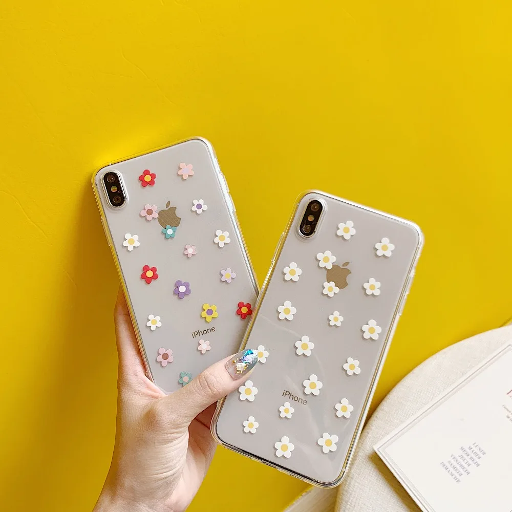 ORYKSZ Cute Flowers Phone Case For iphone XS Max XR X 6S 6 7 8 Plus Ultra Slim Transparent Soft Cases Cover | Мобильные телефоны и