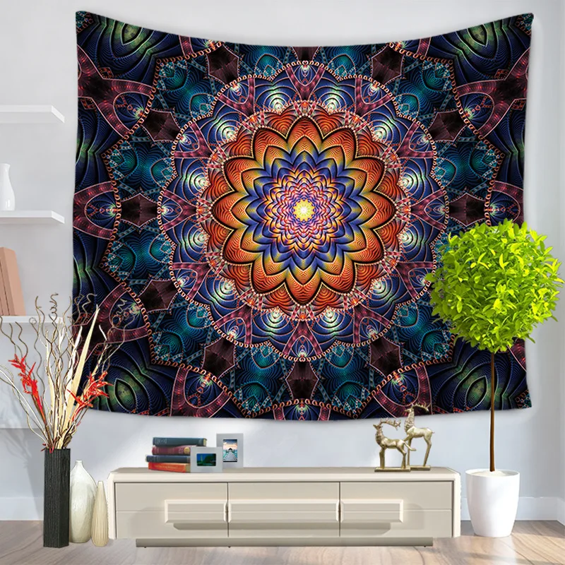 Chromatic Mandala Tapestry Wall Hanging Tapestries Boho Bedspread Beach Towel Yoga Mat Blanket Table Cloth 200*150/150*130c | Дом и сад
