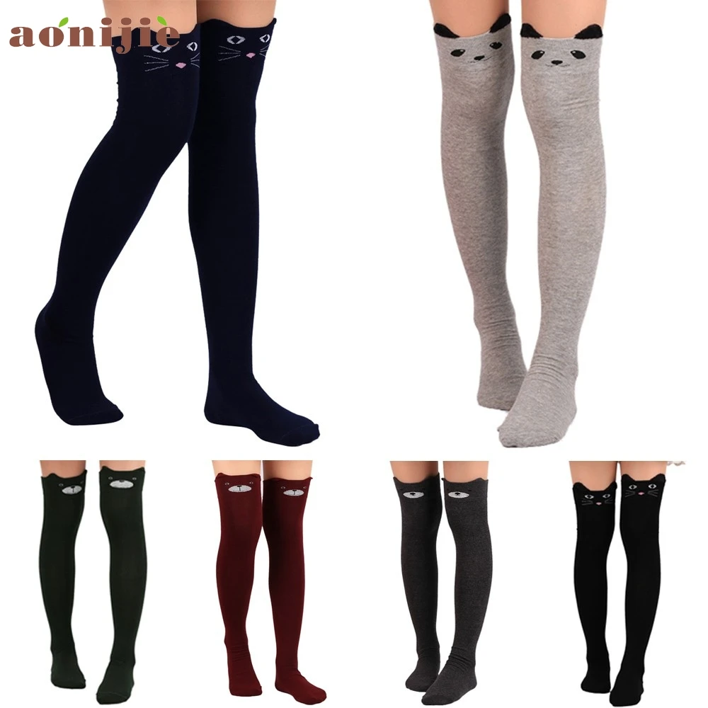 2017 женские и теплые носки Гольфы с кошачьим котом длинные спортивные уличные для