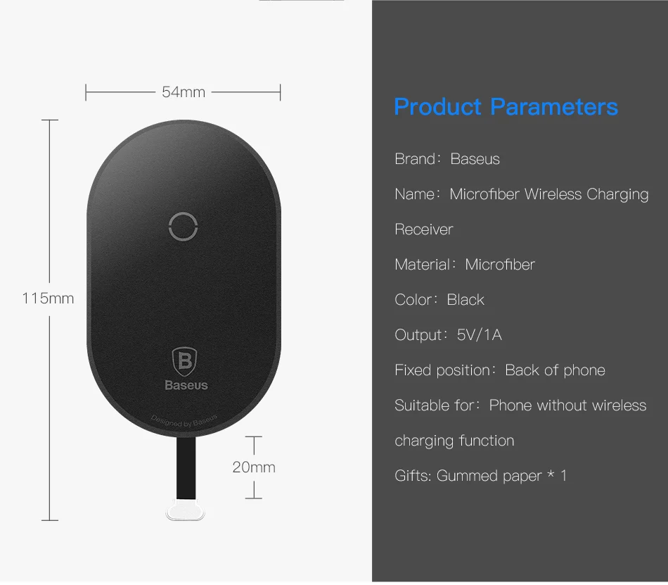 Baseus Qi Беспроводное зарядное устройство приемник Pad адаптер для iPhone samsung Xiaom usb type C Micro для Android type C Qi устройство с поддержкой