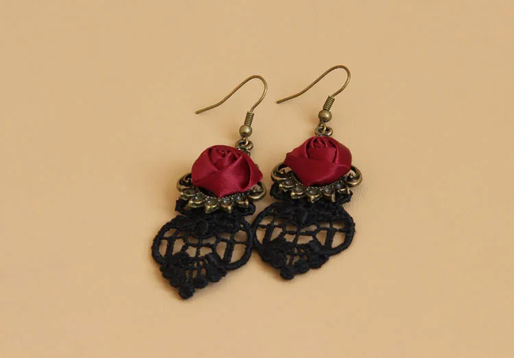 Женские серьги в стиле ретро ручной работы готические красные/фиолетовые