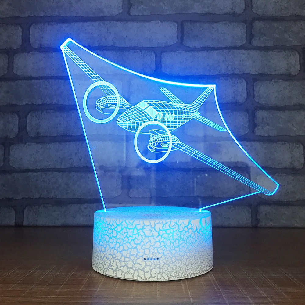 

Plane 3D LED RGB Night Light 7 Color Change Desk Light Action Figures 064 Boys Girls Christmas Toys