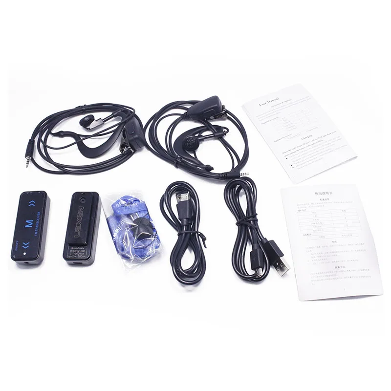 2 шт. LEIXEN VV-108 маленькие супер мини рации + USB источник питания и наушники UHF 400-480 МГц