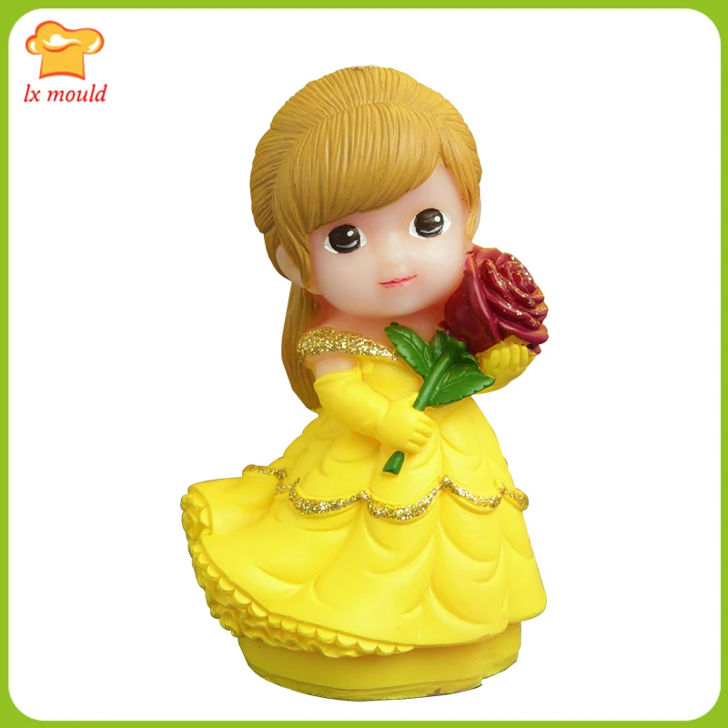 

LXYY New Cute Rose Princess Cake Decoration Silicone Moulds Chocolate Fondant Baking Mould Children Birthday Soap Candle Molds