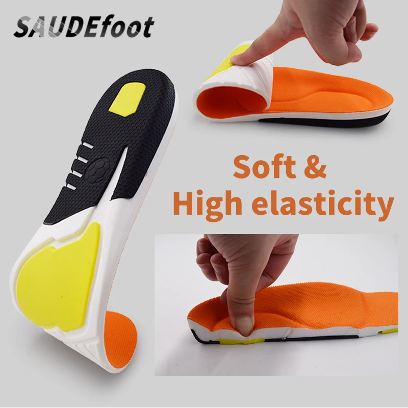 Saudefoot Shock Absorption Sport Shoes Insoles Arch Support High Elasticity Foot Pads Memory Foam Sneaker Insert for Unisex