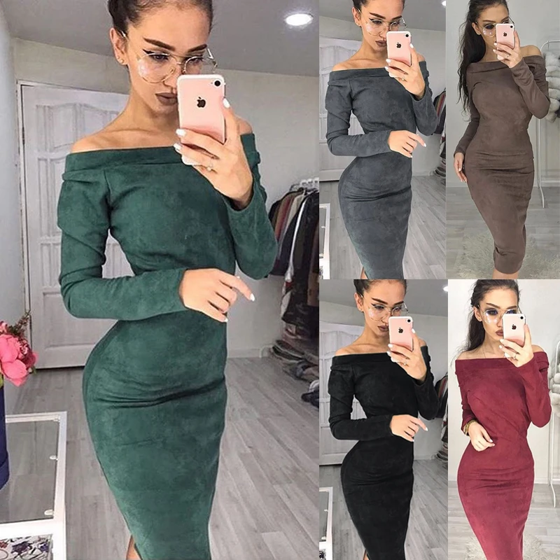 Замшевые платья 2019 женское сексуальное облегающее платье для вечеринки с