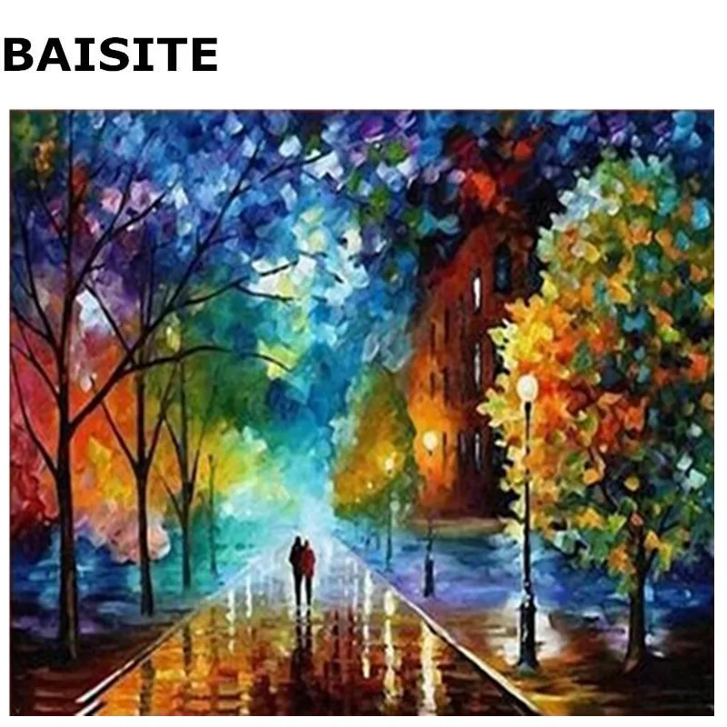 BAISITE бескаркасная картина DIY маслом по номерам абстрактный пейзаж Картина на