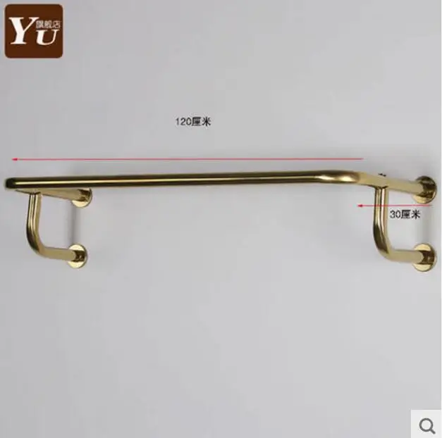 120cm Полка для магазина одежды, витрина, настенная подвесная боковая вешалка, желтая титановая Золотая настенная круглая вешалка для труб - Цвет: 120cm