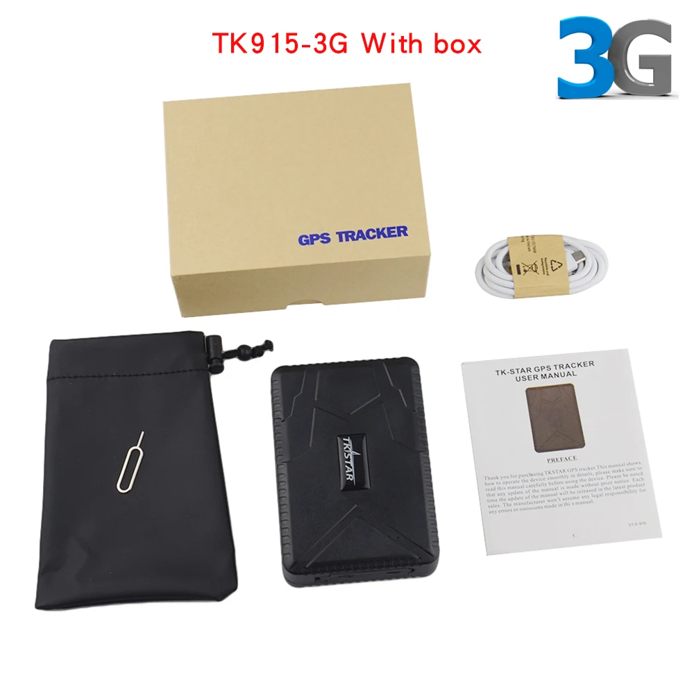 TK915-3G With box Интеллектуальная тележка gps трекер TK915/TK915-3G Автомобильное устройство для автомобиля водонепроницаемый долгое время ожидания мощный магнитный сигнал перегрузки - Цвет: TK915-3G With box