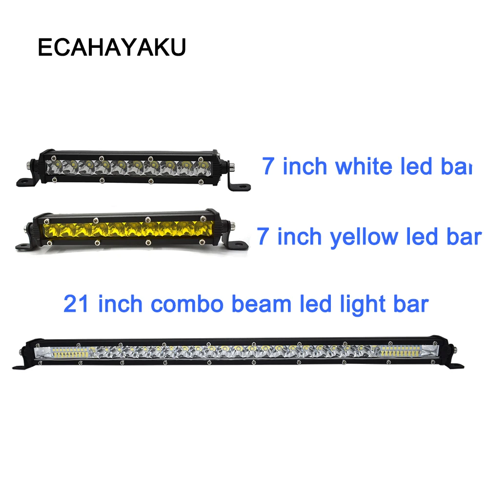 Светодиодсветильник противотуманная балка ECAHAYAKU 7 дюймов 20 дюймов 30 Вт 120 Вт тонкая светодиодная балка для внедорожника светодиодный автомобиля трактора лодки 4WD 4x4 грузовика SUV ATV 12 В 24 В