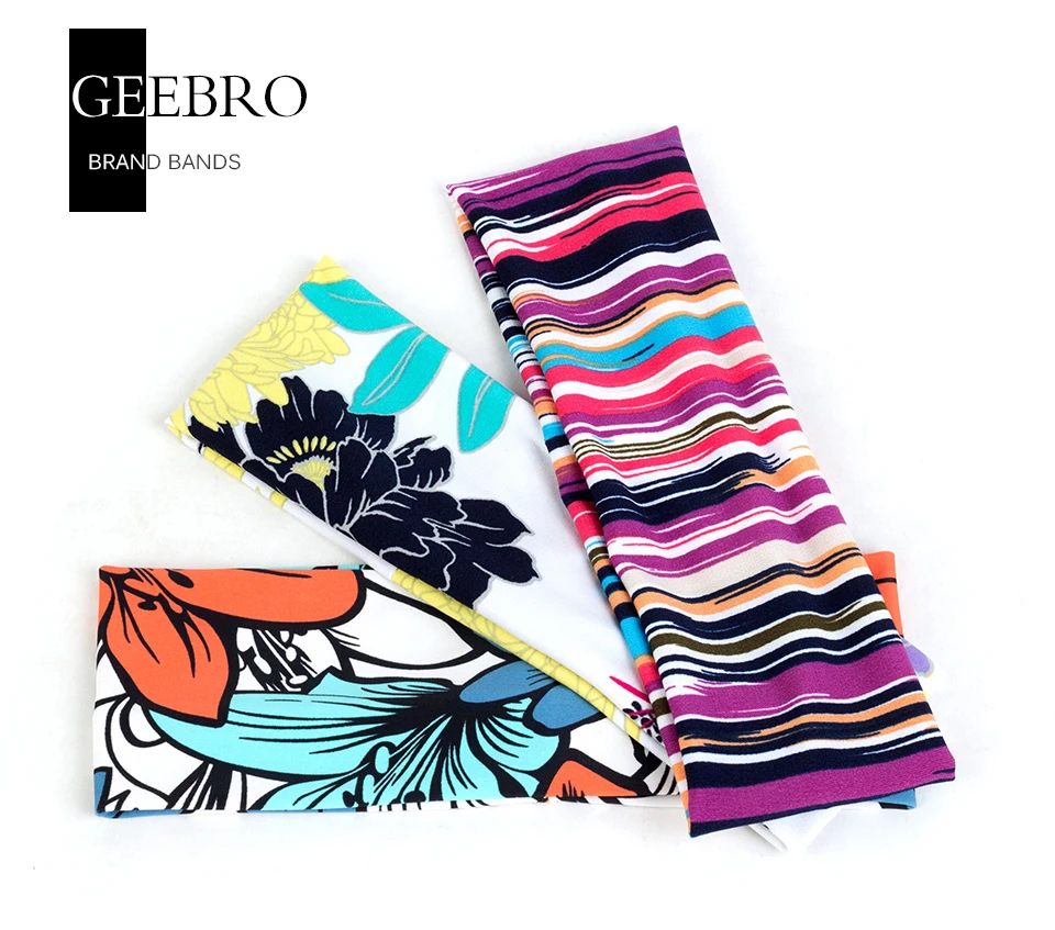 Geebro Bohemia Hairband для женщин Женская плоская резинка Модные Винтажные Аксессуары Красочные печати резинки головные уборы AQ007