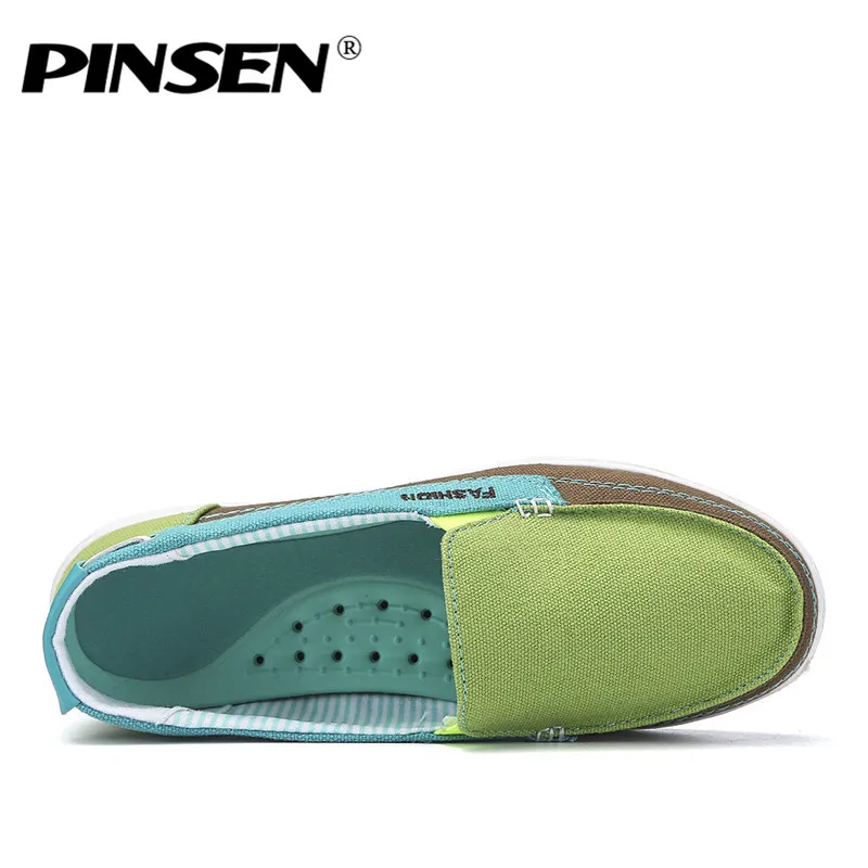 Туфли PINSEN женские холщовые дышащие лоферы без застежки плоская подошва