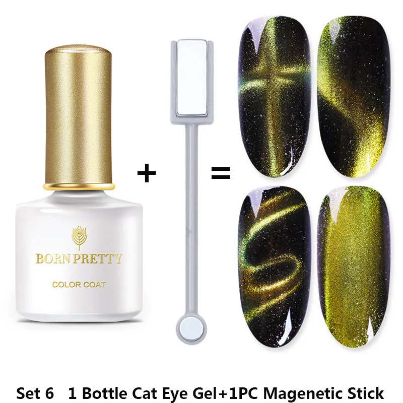 Set 6 BORN PRETTY 6 мл Гель-лак для ногтей магнитный эффект кошачьих глаз УФ-гель гламурный Хамелеон Гель-лак замачиваемый УФ светодиодный лак - Цвет: Set 6